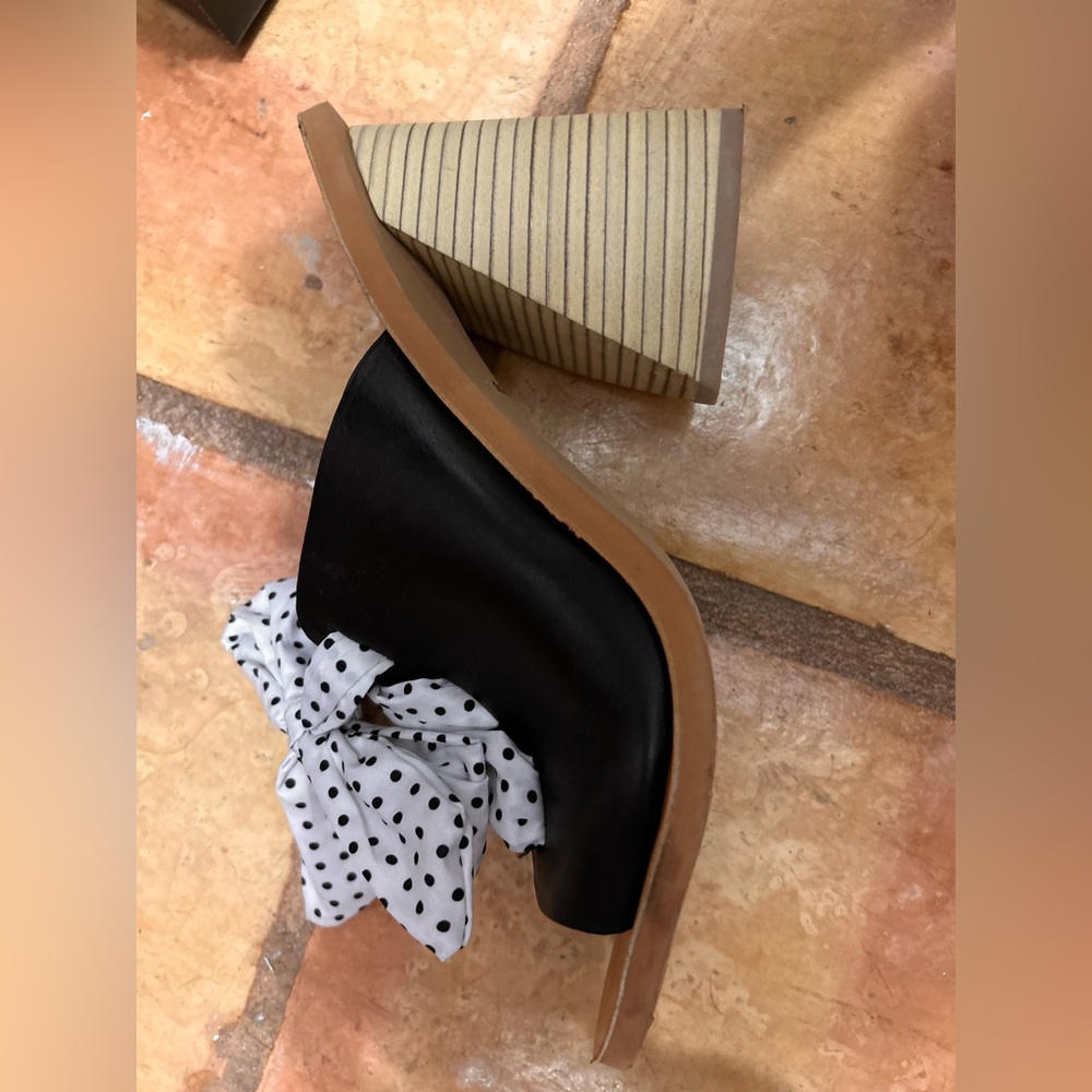 Black Wedge Sandals with Polka Dot Bow